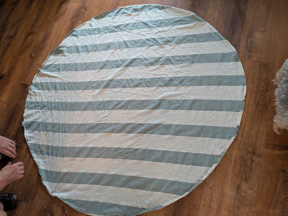 Thyme & Table Cotton Polyester Blend Sage Green White Tablecloth Round 64"